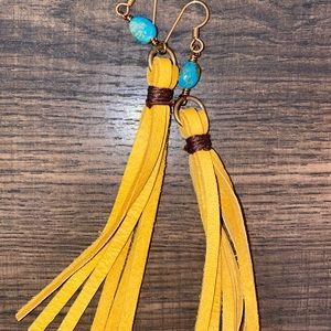 J.forks Leather and turquoise earrings